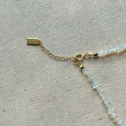 Opal Beaded And Moonstone Asymmetric Necklace