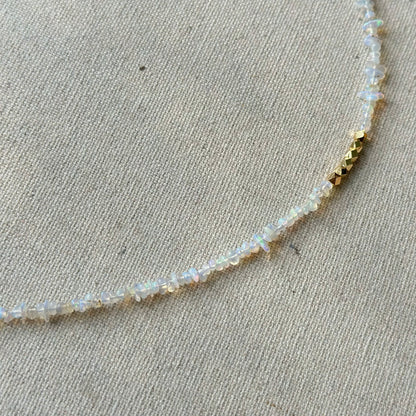 Opal Beaded And Moonstone Asymmetric Necklace
