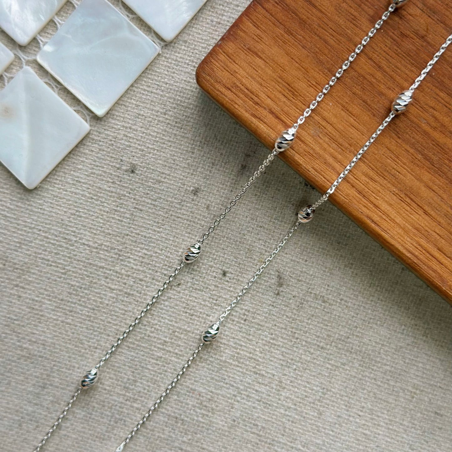 Italian Sterling Silver Oval Bead Necklace