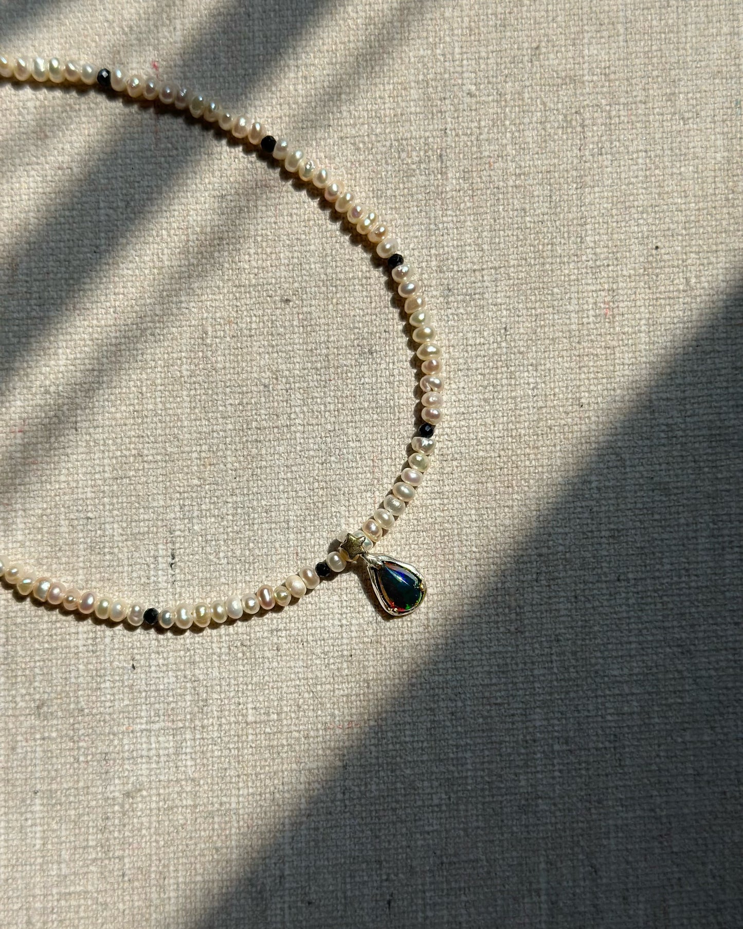 Ammolite And Freshwater Pearl Beaded Necklace