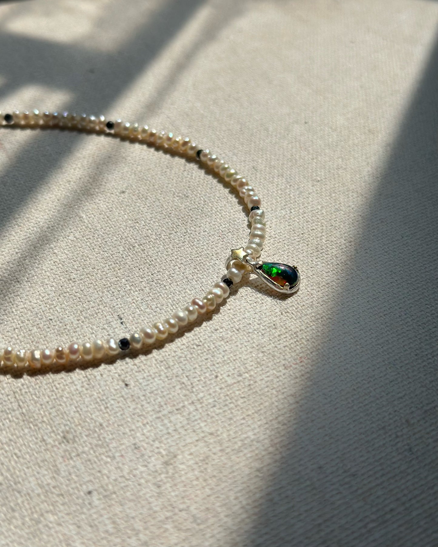 Ammolite And Freshwater Pearl Beaded Necklace