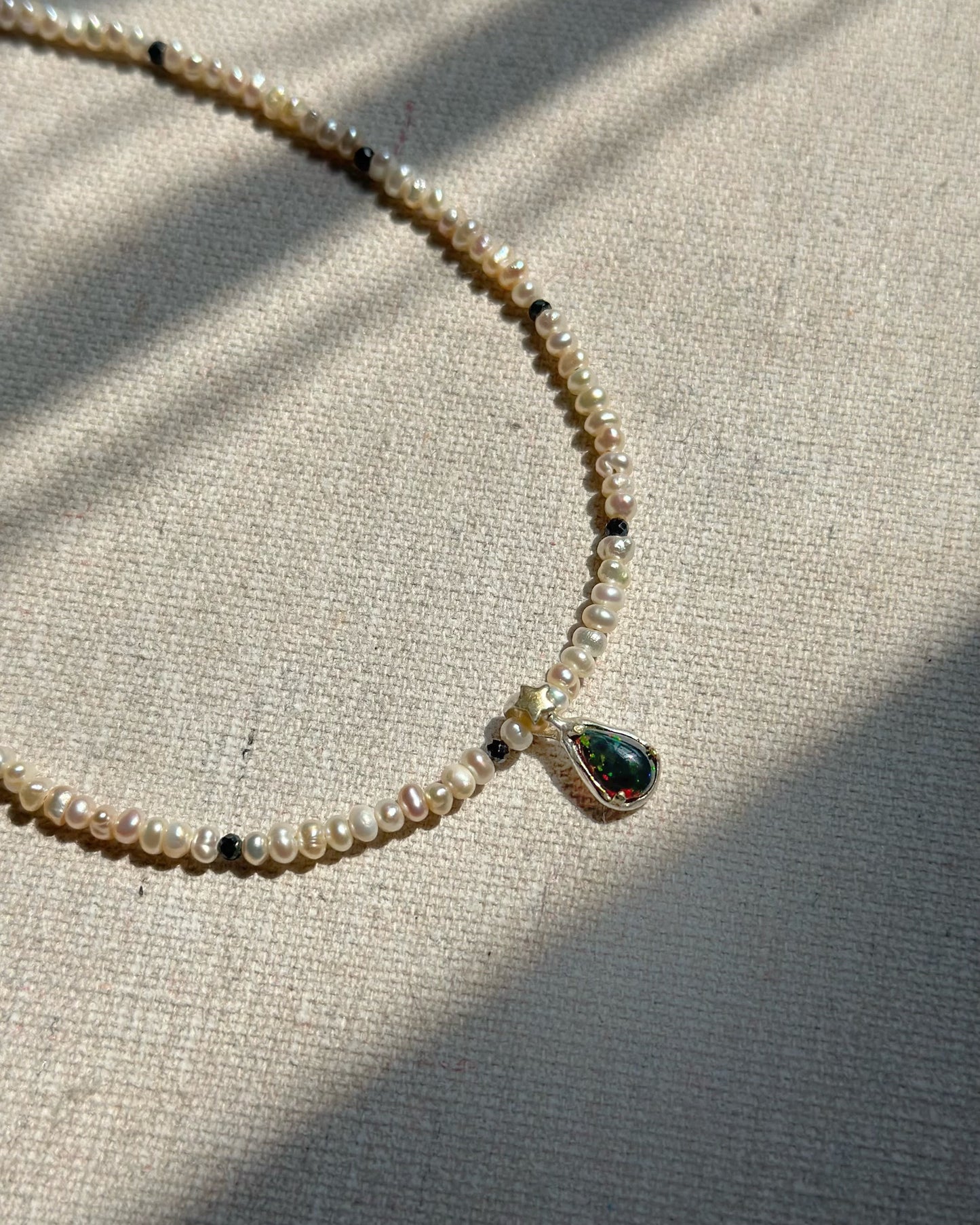 Ammolite And Freshwater Pearl Beaded Necklace