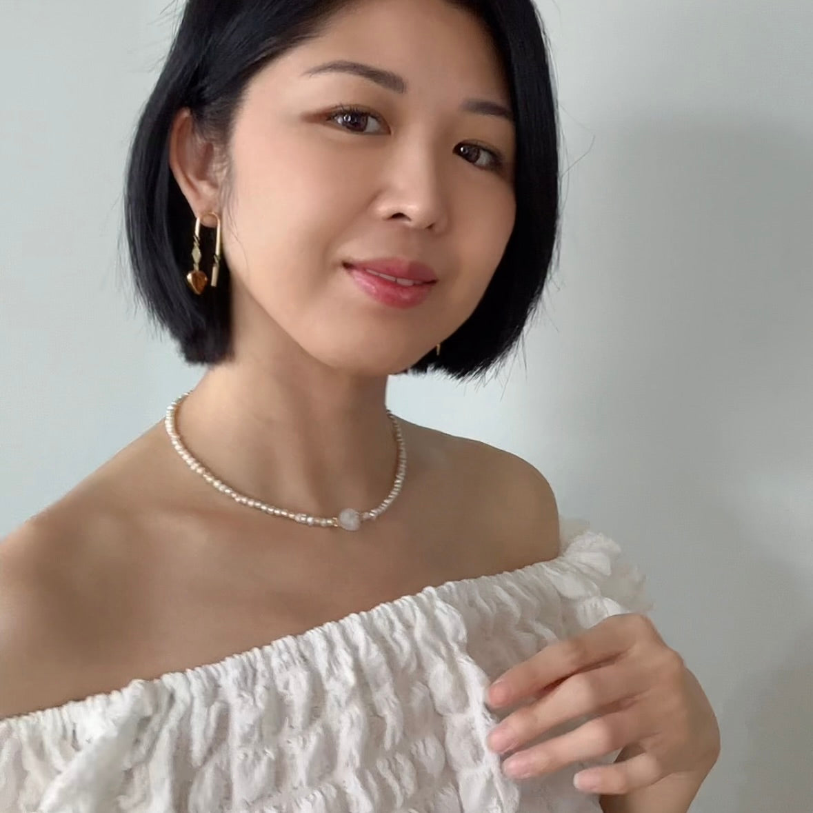 Freshwater Pearl Beaded And Moonstone Heart Necklace