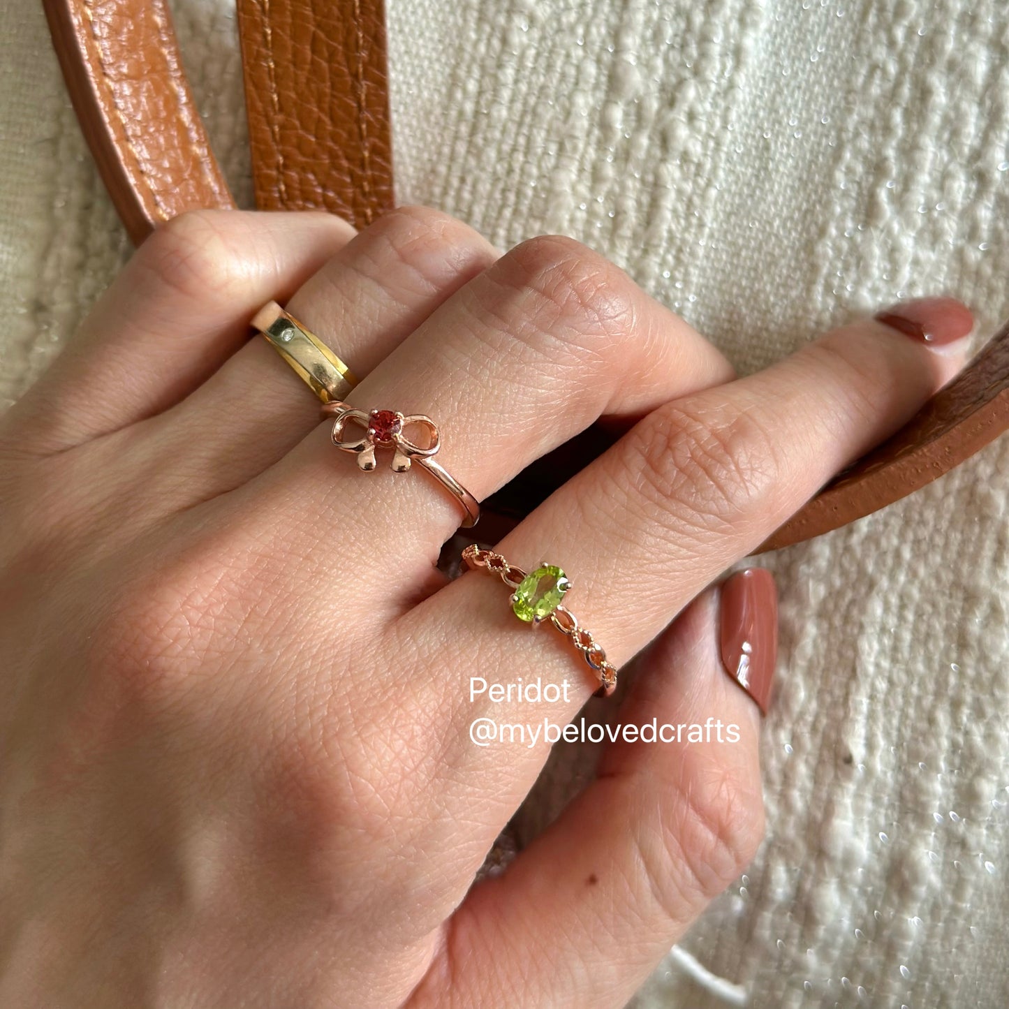 Peridot Rose Gold-plated Sterling Silver Adjustable Ring