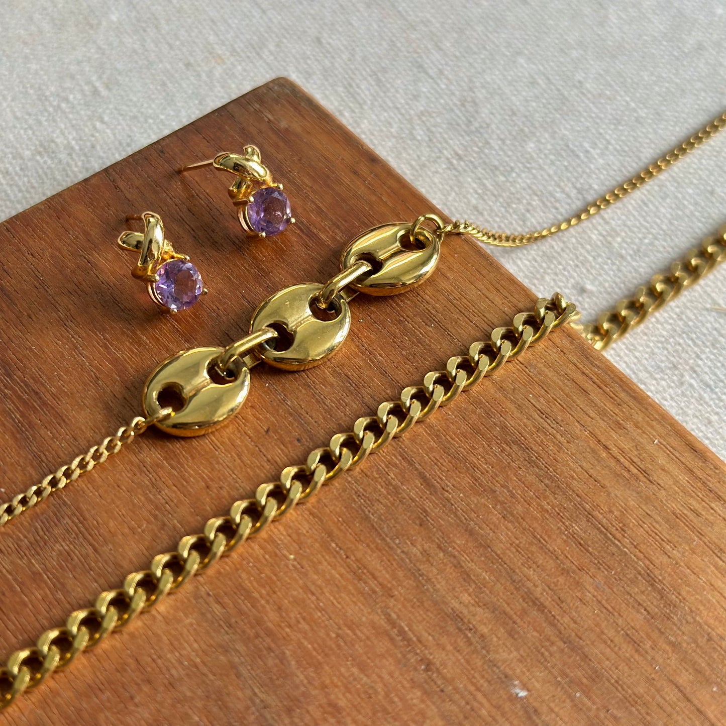 CHRISTMAS SET (3 ITEMS) CELINE PARIS Handkerchief & Amethyst Set