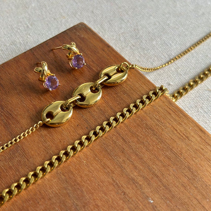 CHRISTMAS SET (3 ITEMS) CELINE PARIS Handkerchief & Amethyst Set