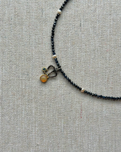 Sapphire Beaded And Opal Necklace