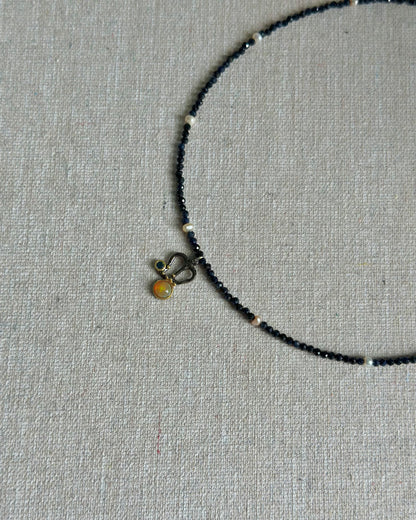 Sapphire Beaded And Opal Necklace