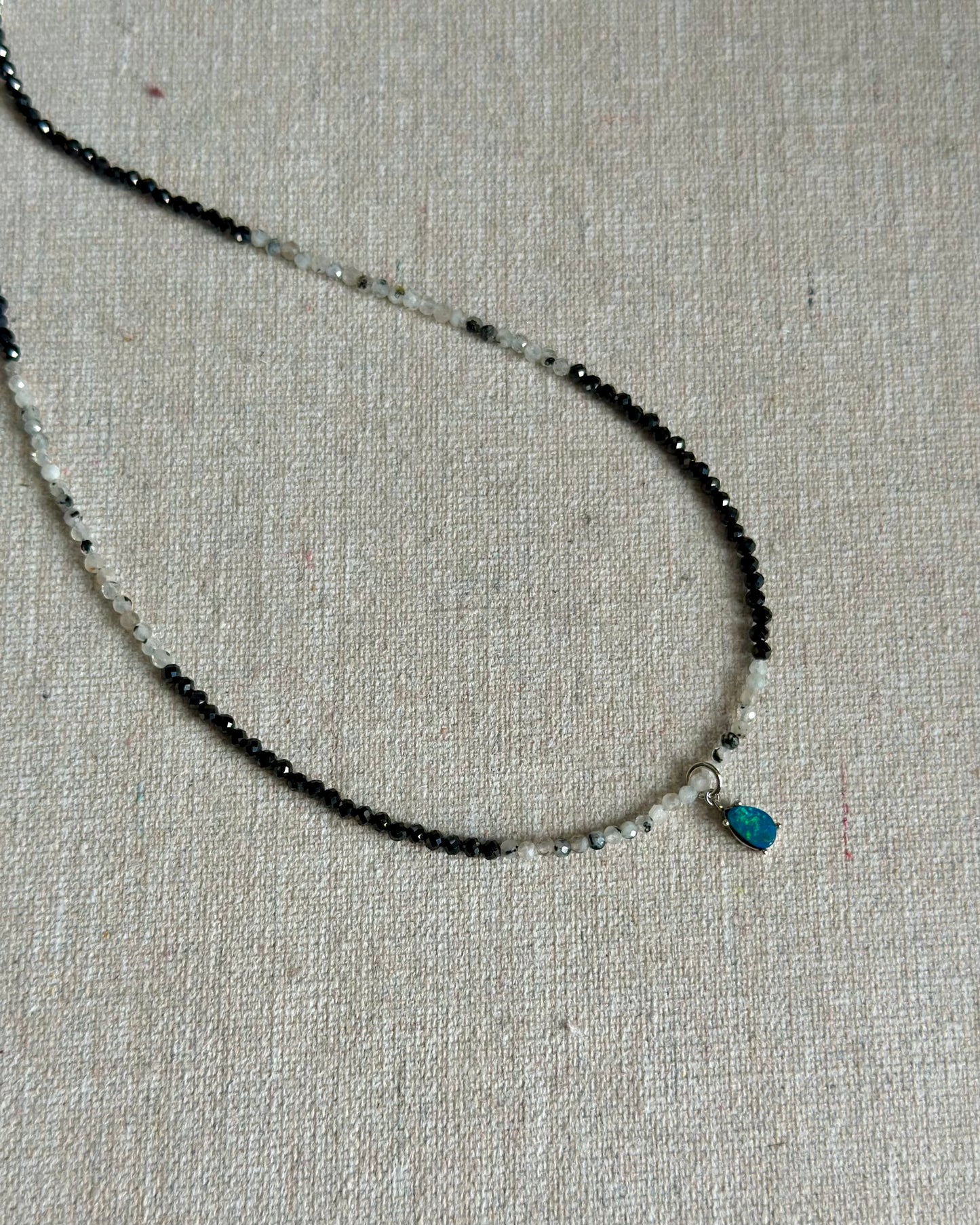 Moonstone Beaded And Australian Opal Necklace