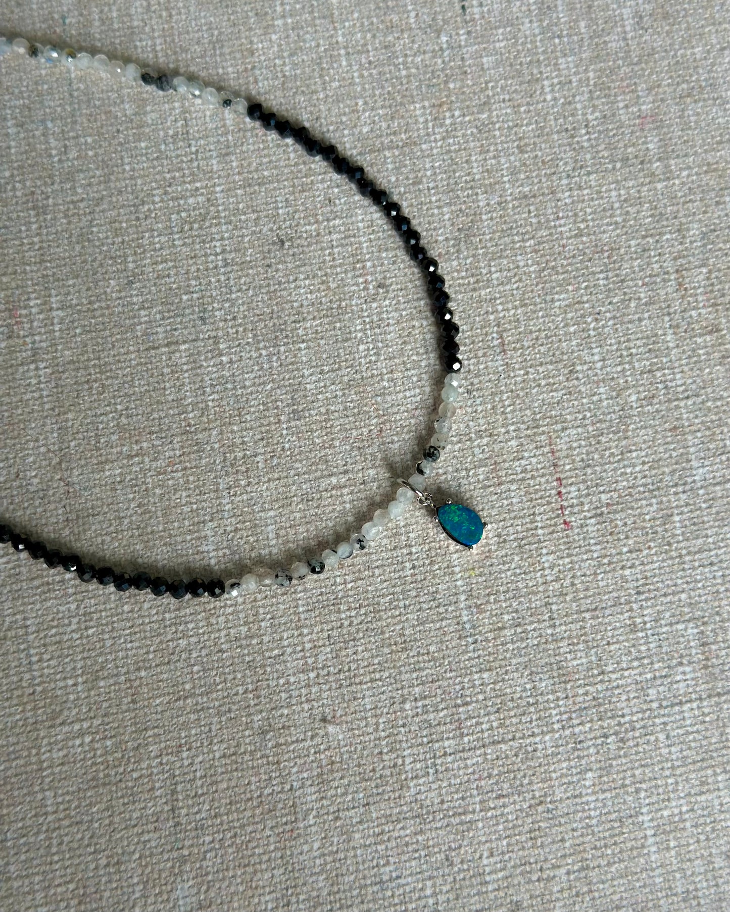 Moonstone Beaded And Australian Opal Necklace