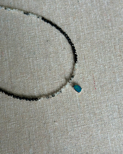 Moonstone Beaded And Australian Opal Necklace