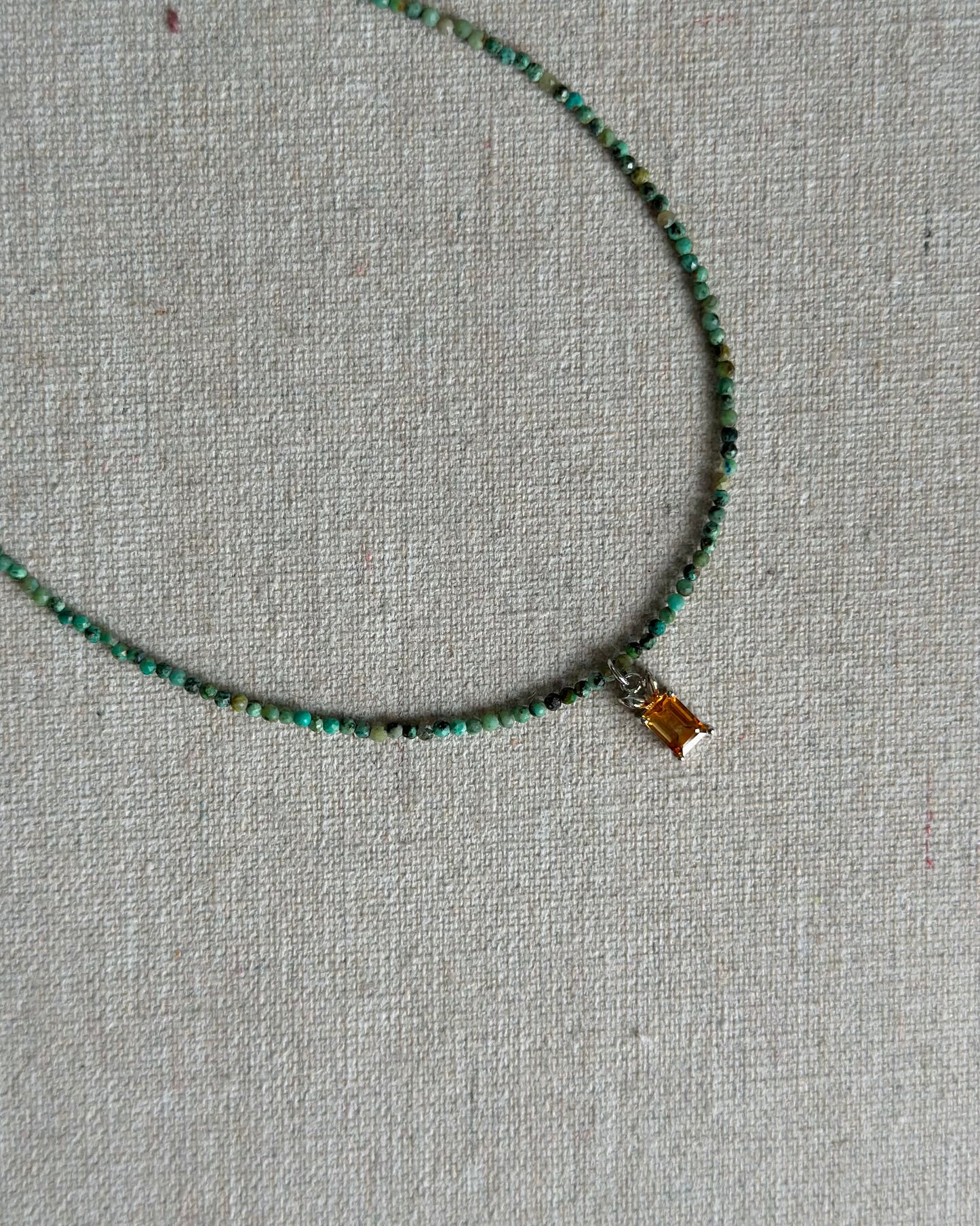 Turquoise Beaded And Citrine Necklace