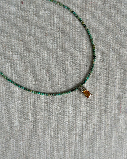 Turquoise Beaded And Citrine Necklace