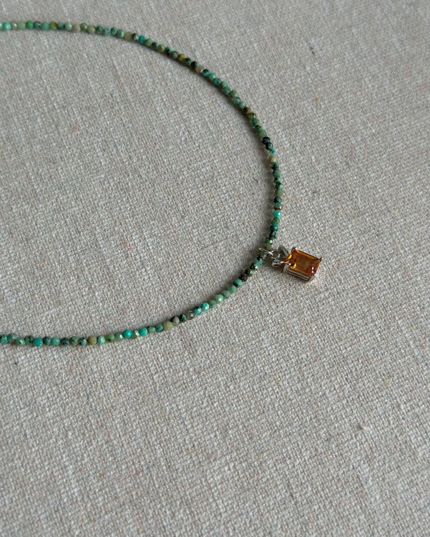 Turquoise Beaded And Citrine Necklace