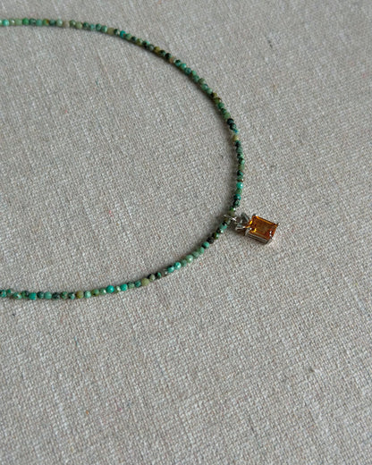 Turquoise Beaded And Citrine Necklace