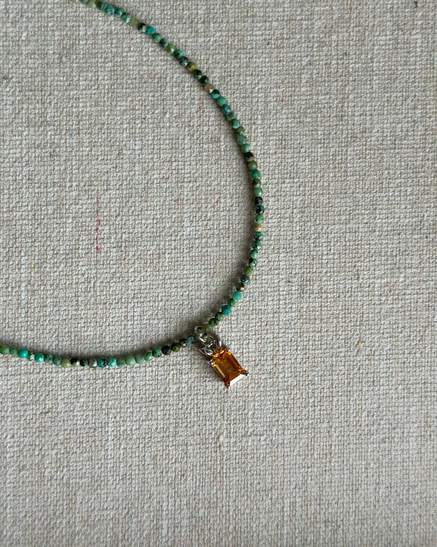 Turquoise Beaded And Citrine Necklace