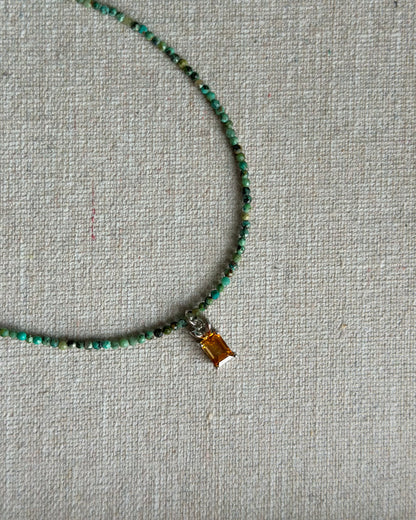 Turquoise Beaded And Citrine Necklace
