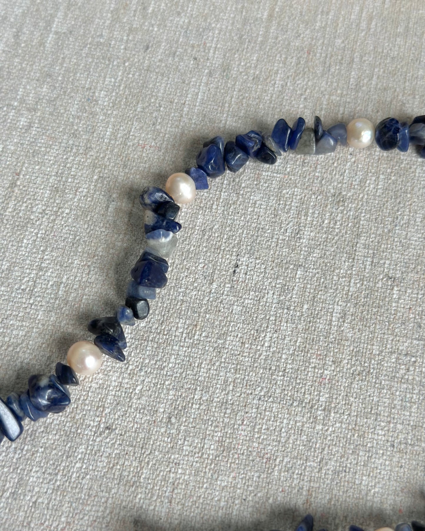 Sodalite Beaded And Kyanite Hoop Toggle Necklace