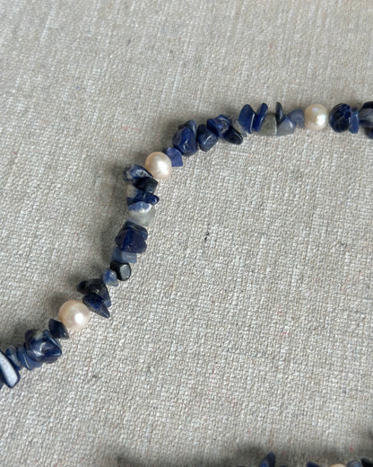 Sodalite Beaded And Kyanite Hoop Toggle Necklace