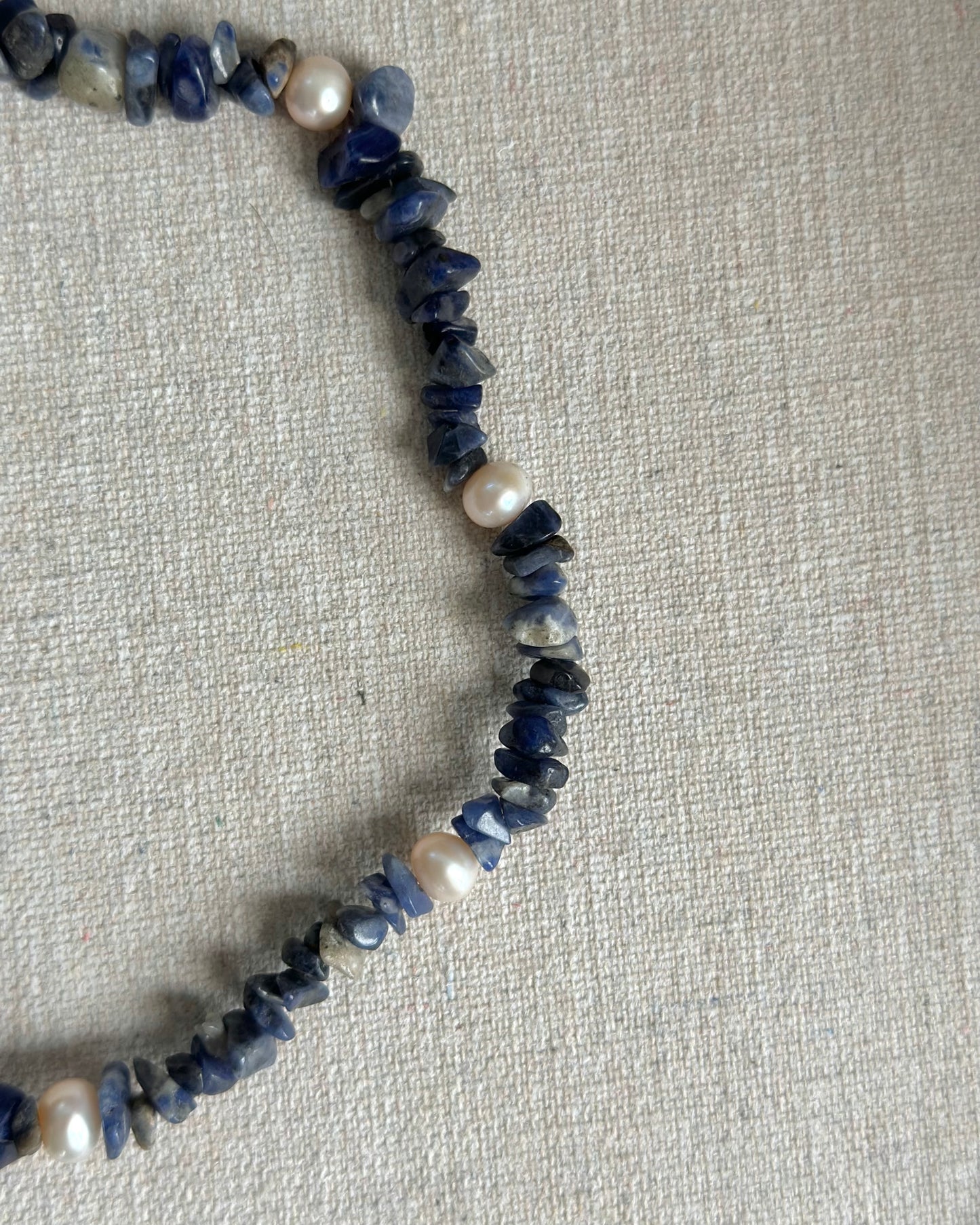 Sodalite Beaded And Kyanite Hoop Toggle Necklace