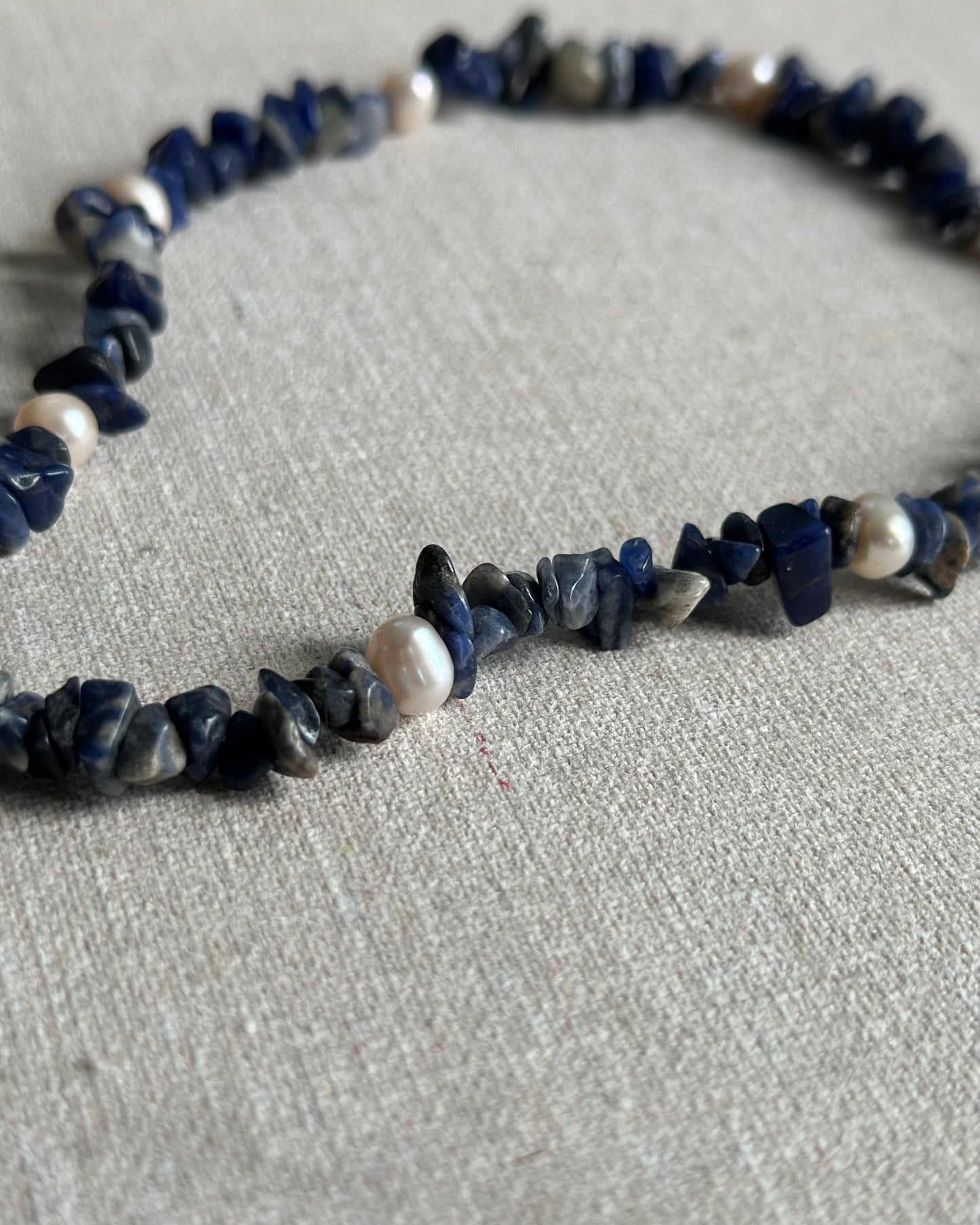 Sodalite Beaded And Kyanite Hoop Toggle Necklace