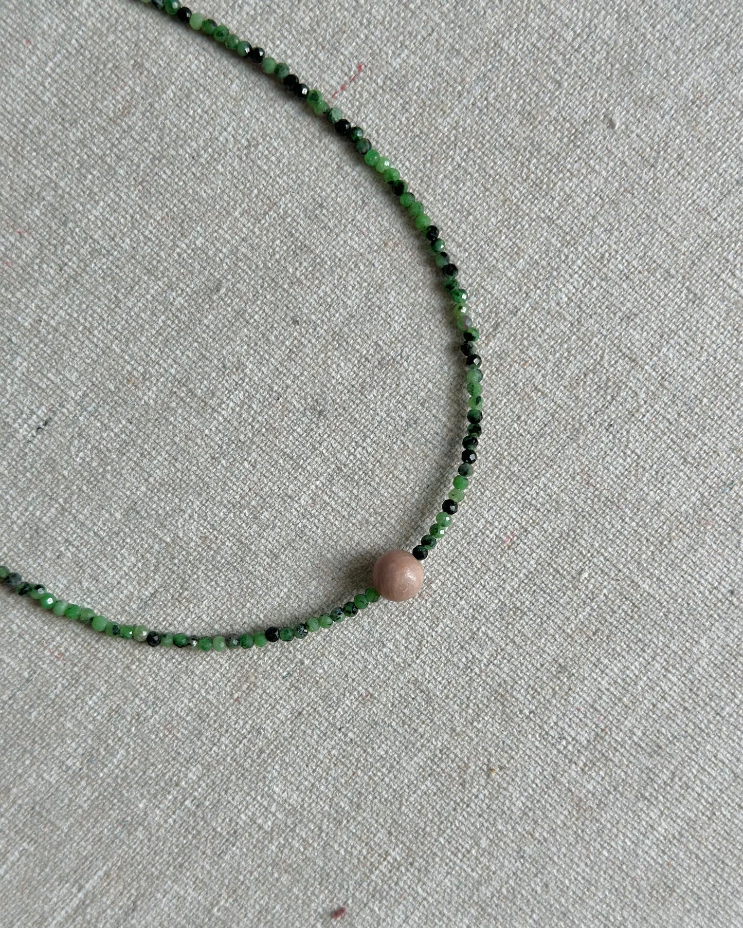 Ruby Zoisite And Rhodonite Beaded Necklace