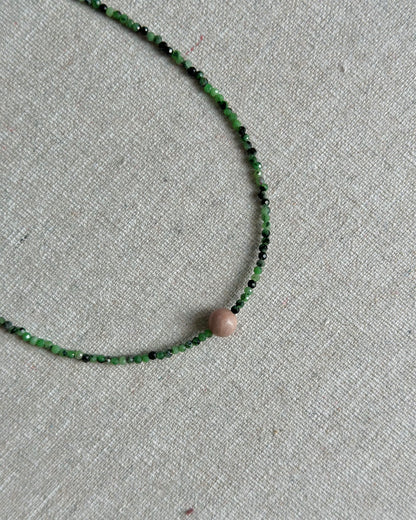 Ruby Zoisite And Rhodonite Beaded Necklace