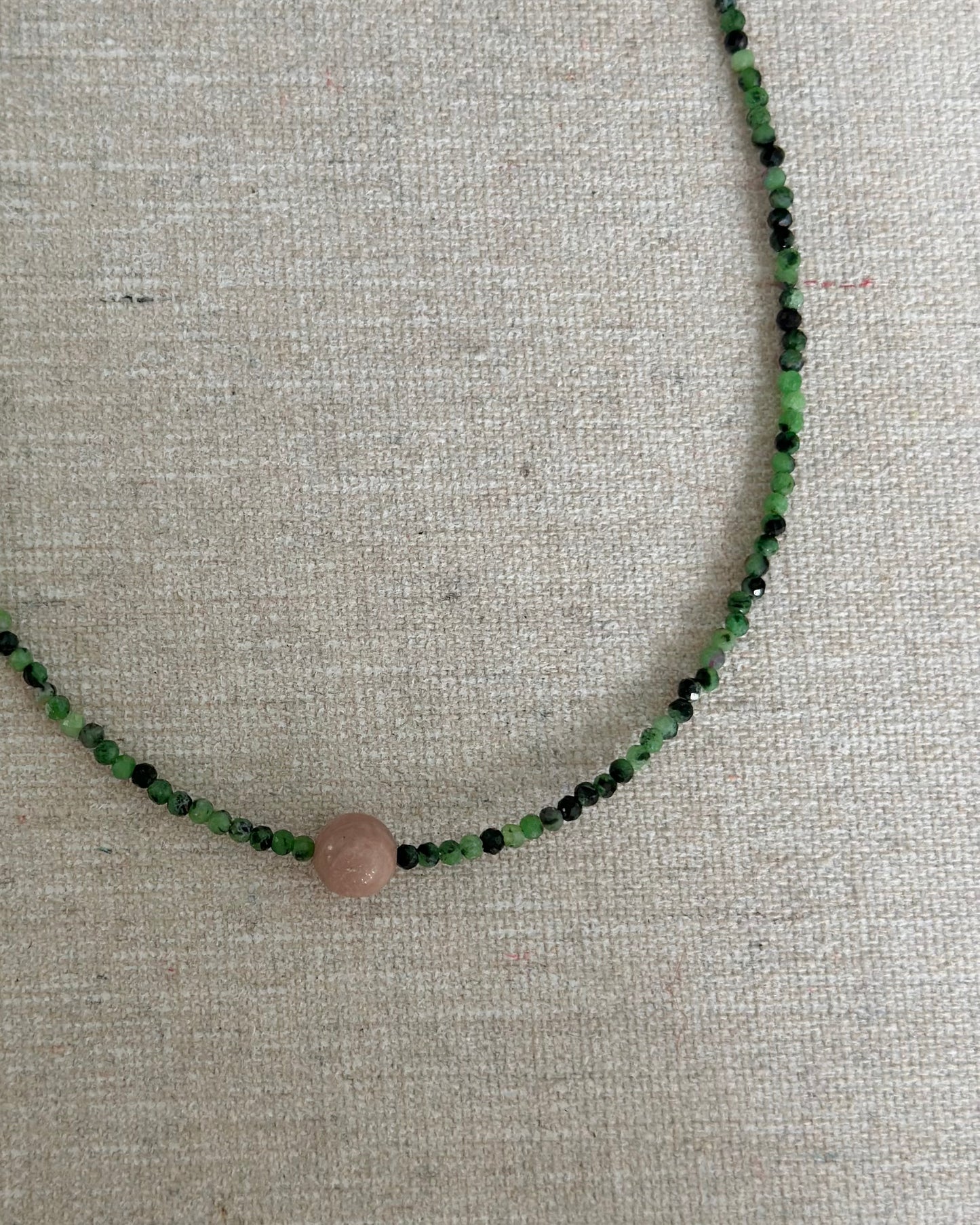 Ruby Zoisite And Rhodonite Beaded Necklace