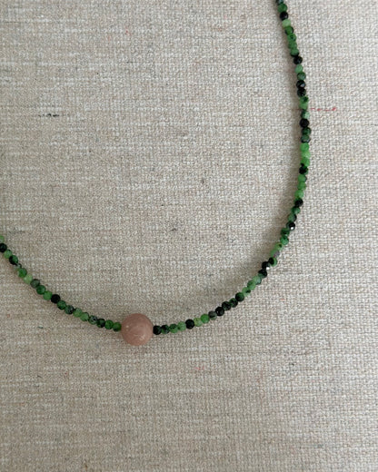 Ruby Zoisite And Rhodonite Beaded Necklace