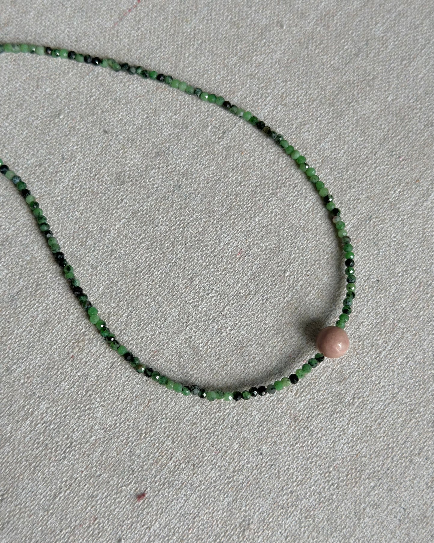 Ruby Zoisite And Rhodonite Beaded Necklace