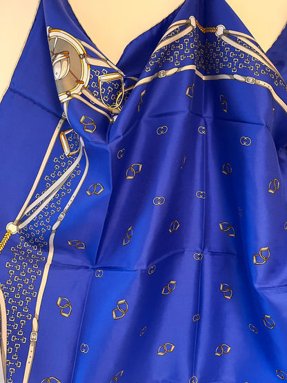 Gucci Vintage Blue Printed Scarf