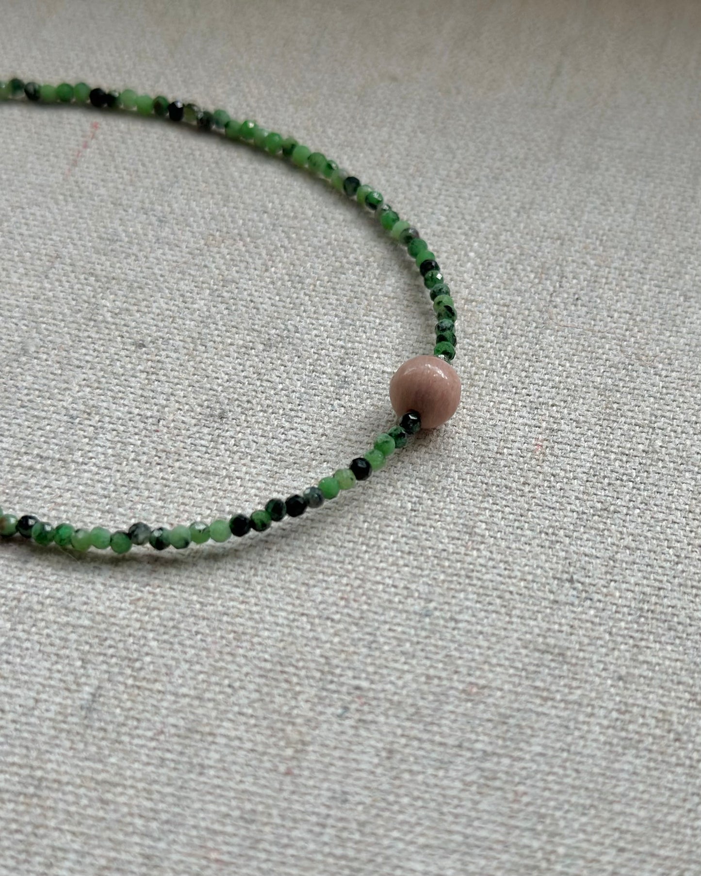 Ruby Zoisite And Rhodonite Beaded Necklace