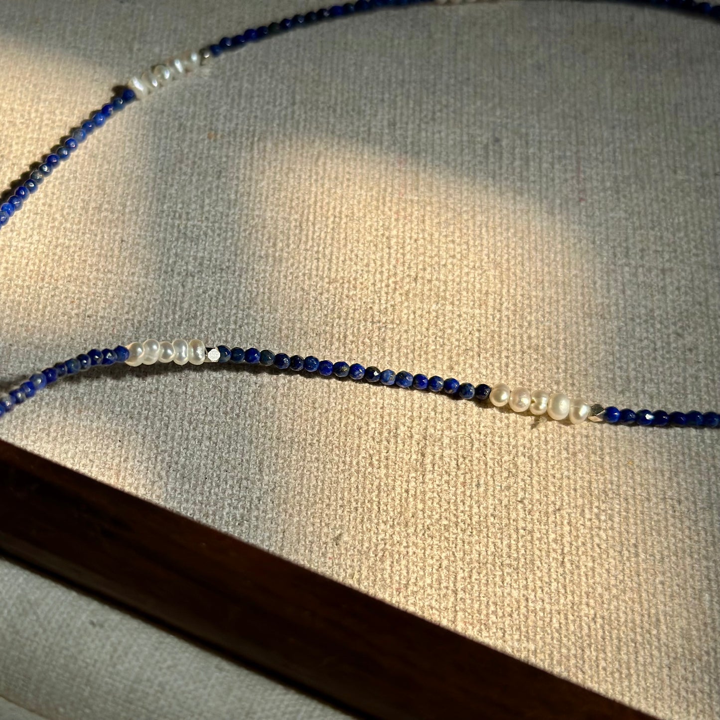 CHRISTMAS SET (2 ITEMS) Aquamarine Mixed Lapis Beaded Necklace & Topaz Ear Stud