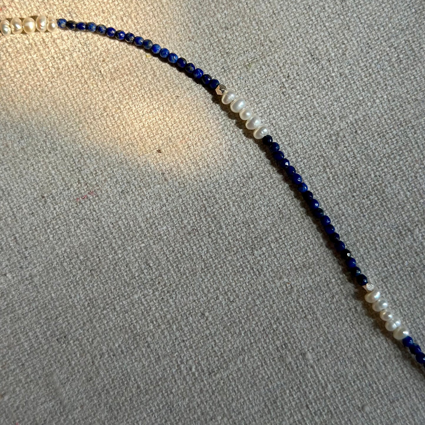 CHRISTMAS SET (2 ITEMS) Aquamarine Mixed Lapis Beaded Necklace & Topaz Ear Stud