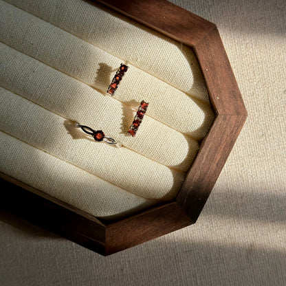 CHRISTMAS SET (2 ITEMS) Garnet Sterling Silver Earring & Ring