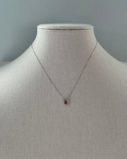 Ruby And Natural Diamond Horseshoe Platinum Necklace