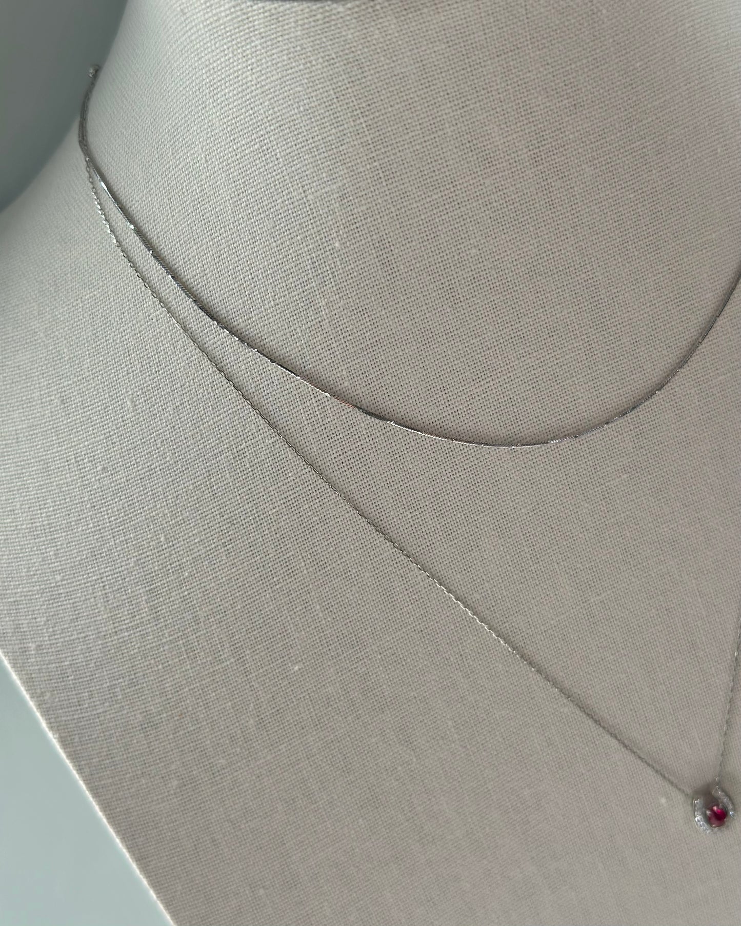 Ruby And Natural Diamond Horseshoe Platinum Necklace
