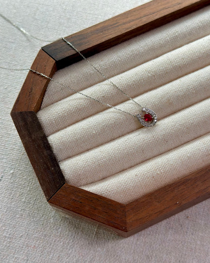Ruby And Natural Diamond Horseshoe Platinum Necklace