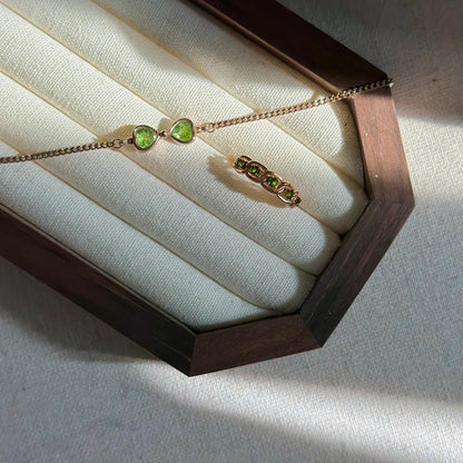 CHRISTMAS SET (2 ITEMS) Peridot Bracelet & Diopside Rose Gold-plated Ring