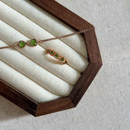CHRISTMAS SET (2 ITEMS) Peridot Bracelet & Diopside Rose Gold-plated Ring