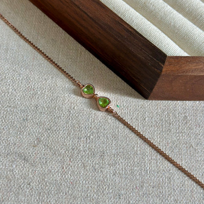 CHRISTMAS SET (2 ITEMS) Peridot Bracelet & Diopside Rose Gold-plated Ring