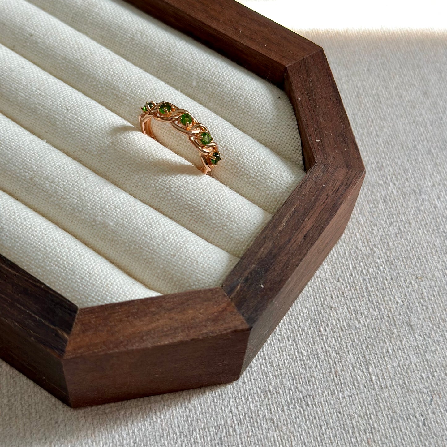 CHRISTMAS SET (2 ITEMS) Peridot Bracelet & Diopside Rose Gold-plated Ring