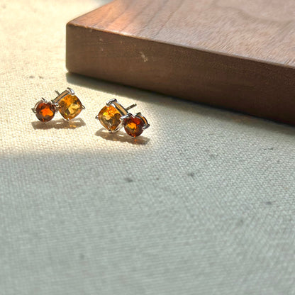 Citrine Twin Sterling Silver Stud