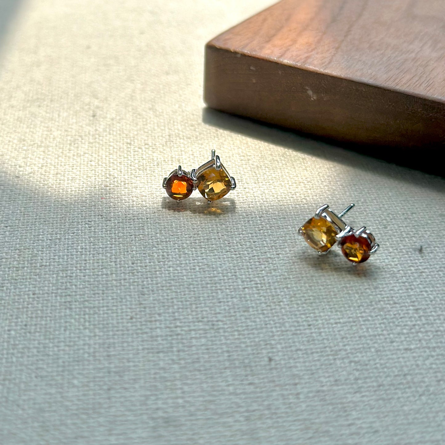 Citrine Twin Sterling Silver Stud