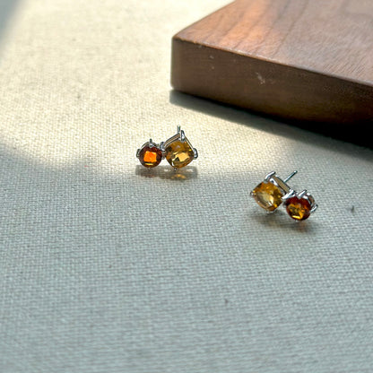 Citrine Twin Sterling Silver Stud