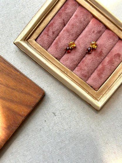 Citrine Twin Sterling Silver Stud