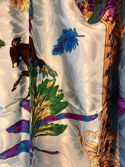 Christian Dior Feather & Leaves Printed Vintage Scarf