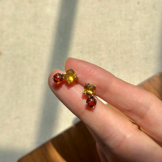 Citrine Twin Sterling Silver Stud