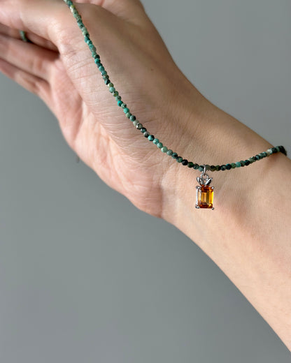 Turquoise Beaded And Citrine Necklace