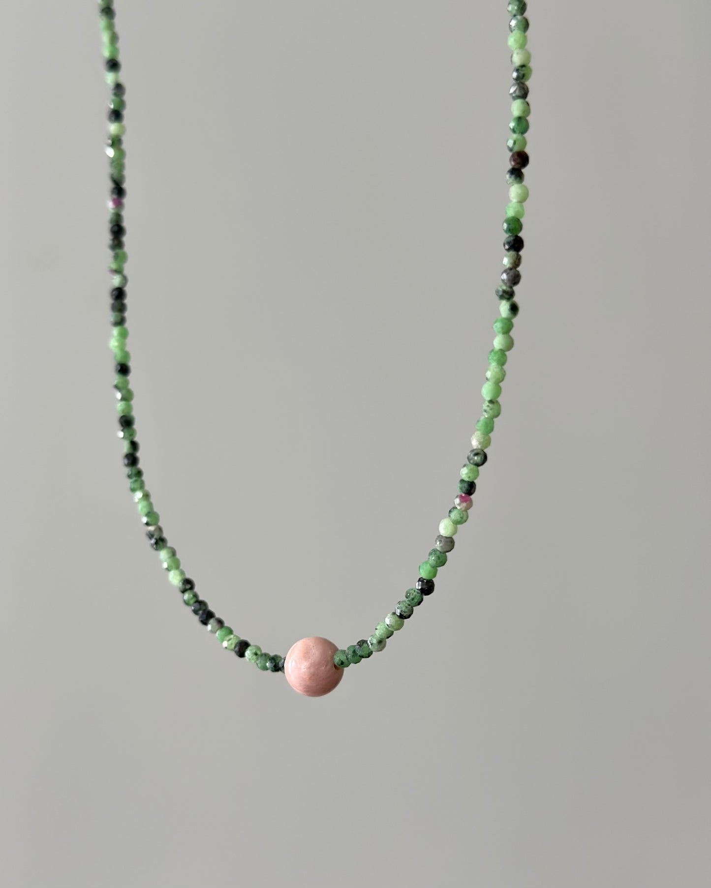 Ruby Zoisite And Rhodonite Beaded Necklace
